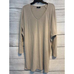 Vici Beige V-Neck Long Sleeve Tunic Dress Size M